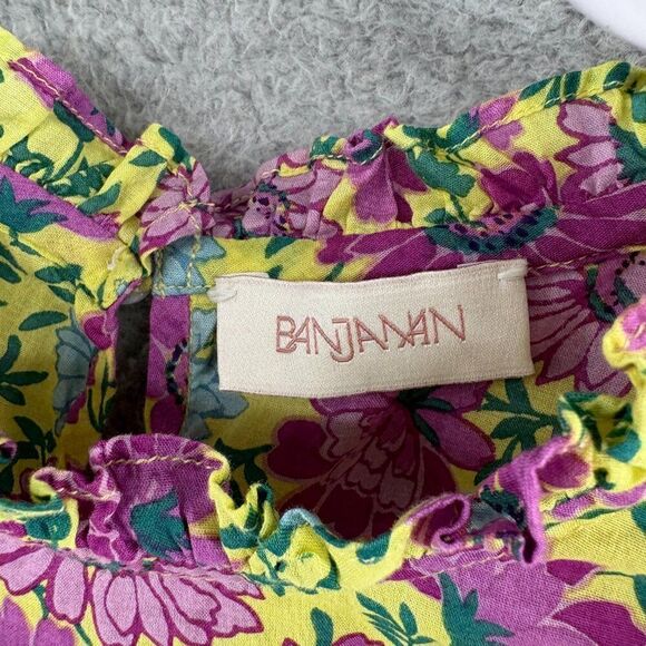 BANJANAN Women's Klara Top Floral Ruffle SIze XS Purple Yellow Daisy Print - Picture 13 of 15